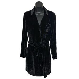 AG Adriano Goldschmied Velvet Dress Small Black Tie Waist Silk Blend Judson NEW